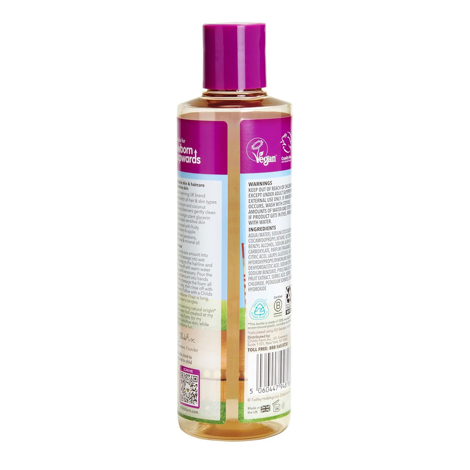 Childs Farm, Kids Hair & Body Wash For Dry, Sensitive Skin, Blackberry & Organic Apple, Gently Cleanses, Vegan, Cruelty-Free, 8.4 Fl Oz