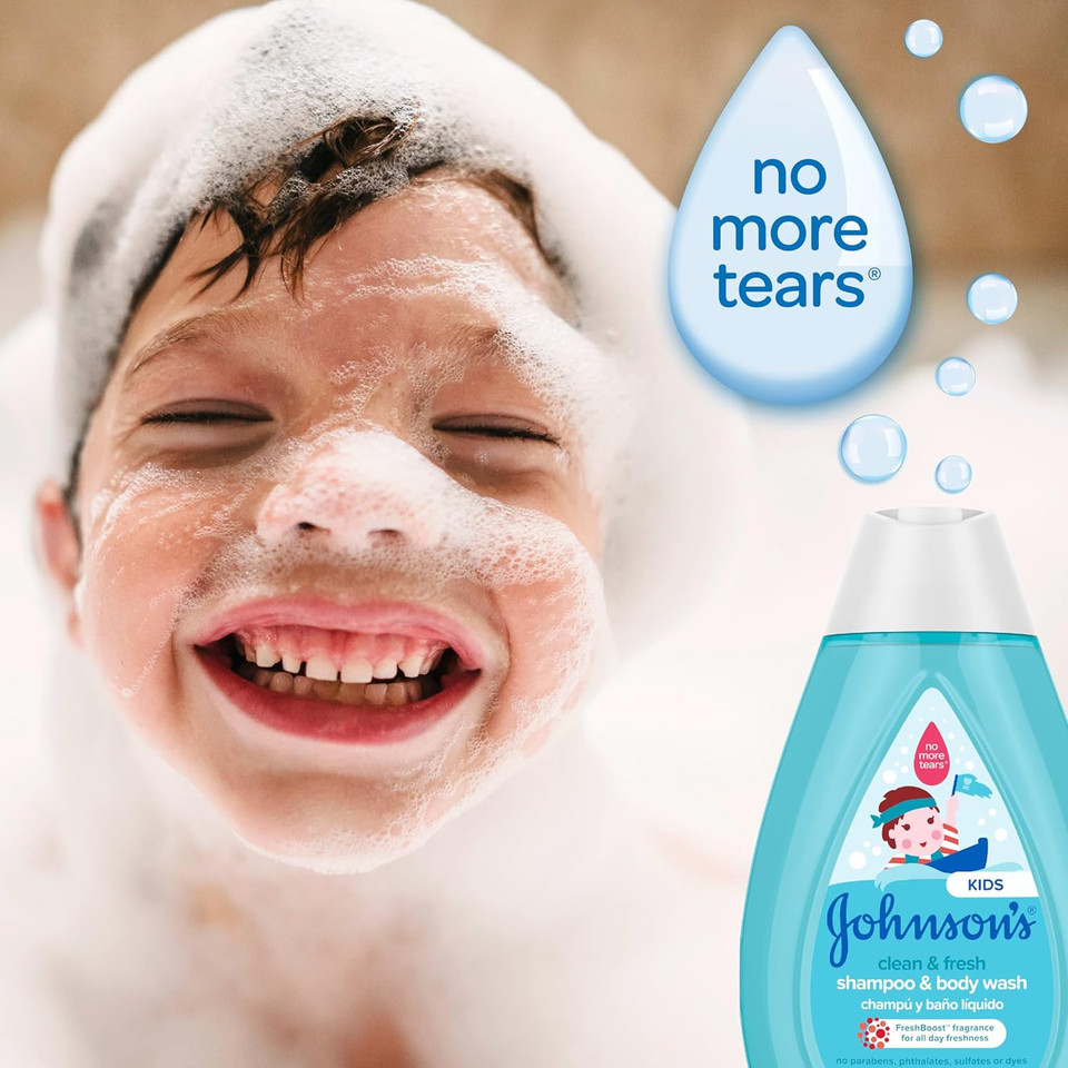 Johnson'S Kids Clean & Fresh Children'S Shampoo & Body Wash, Tear-Free, Paraben-, Sulfate- & Dye-Free, Hypoallergenic & Gentle On Toddlers' & Kids' Developing Hair, Freshboost Scent, 13.6 Fl. Oz