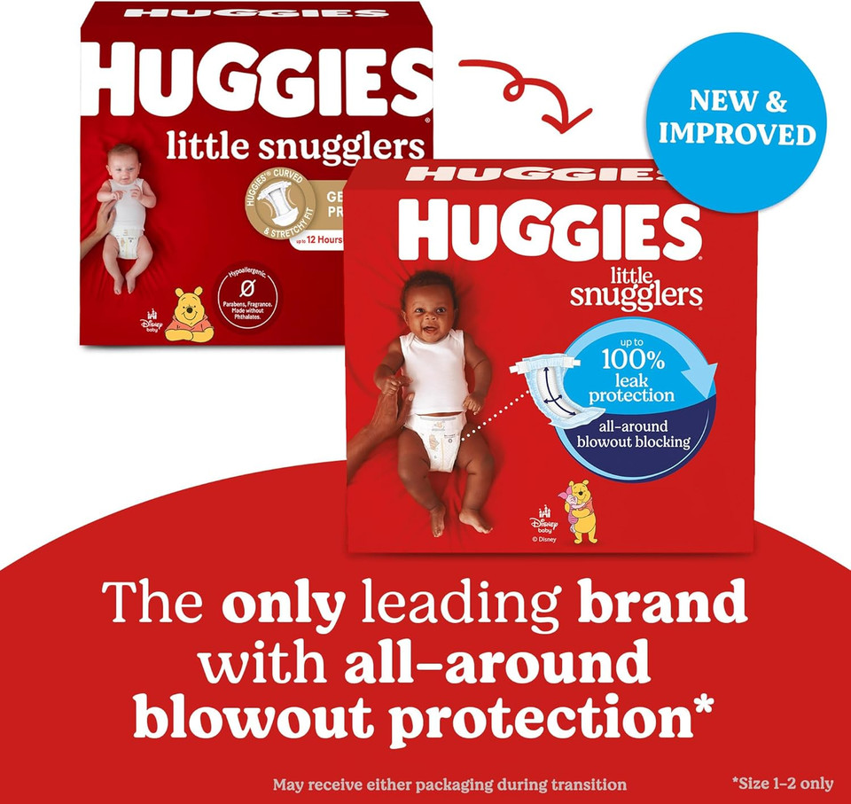 Baby Diapers Size 3 (16-28 Lbs), 156Ct, Huggies Little Snugglers