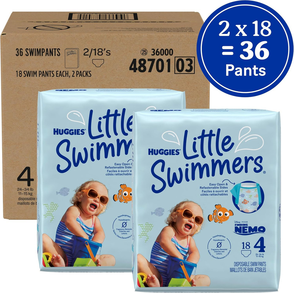 Huggies Little Swimmers Disposable Swim Diapers, Size 5-6 (32+ Lbs), 17 Ct