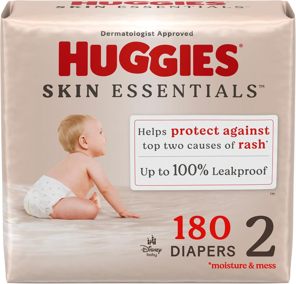 Huggies Size 4 Diapers, Skin Essentials Baby Diapers, Size 4 (22-37 Lbs), 58 Count