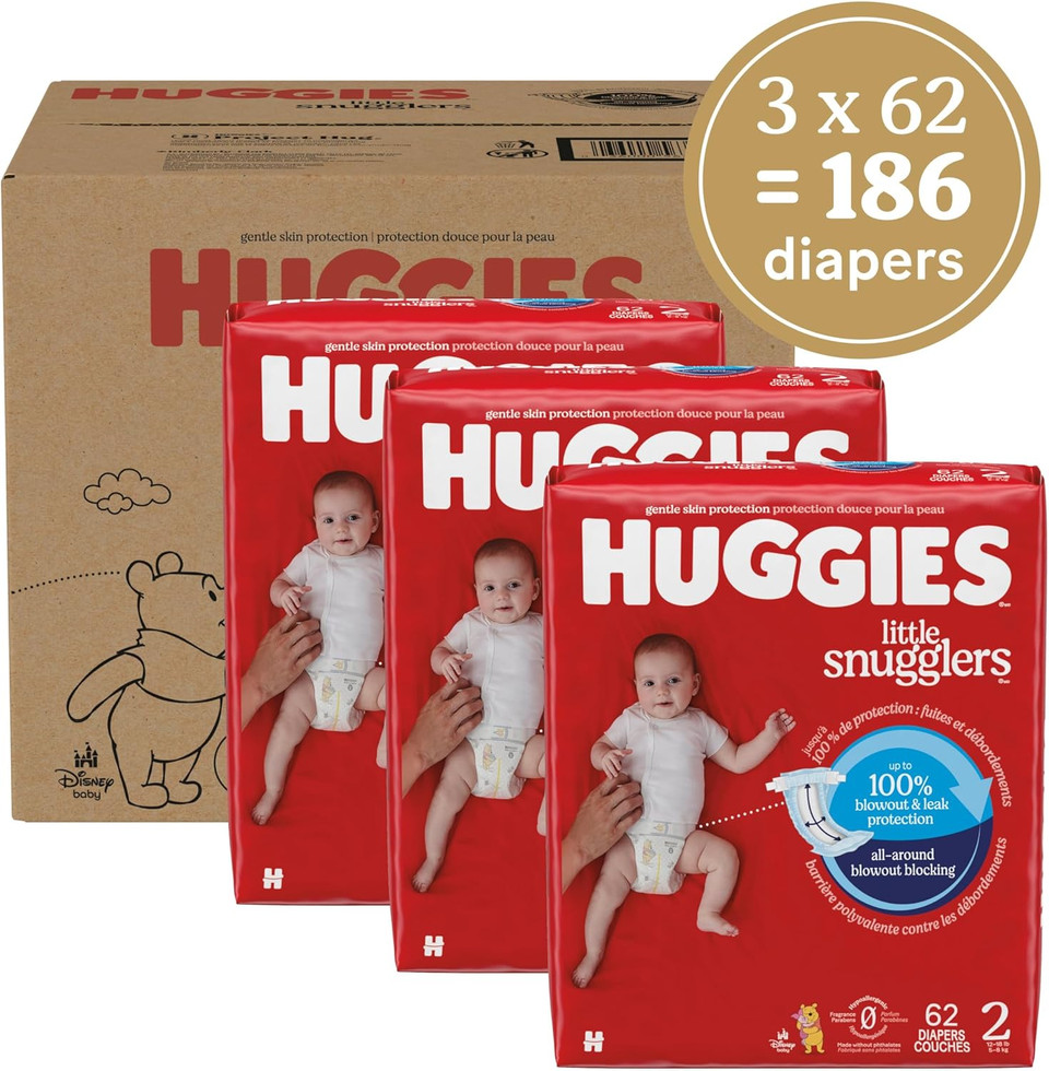 Huggies Newborn Diapers, Little Snugglers Baby Diapers, Size Newborn (Up To 10 Lbs), 144 Count