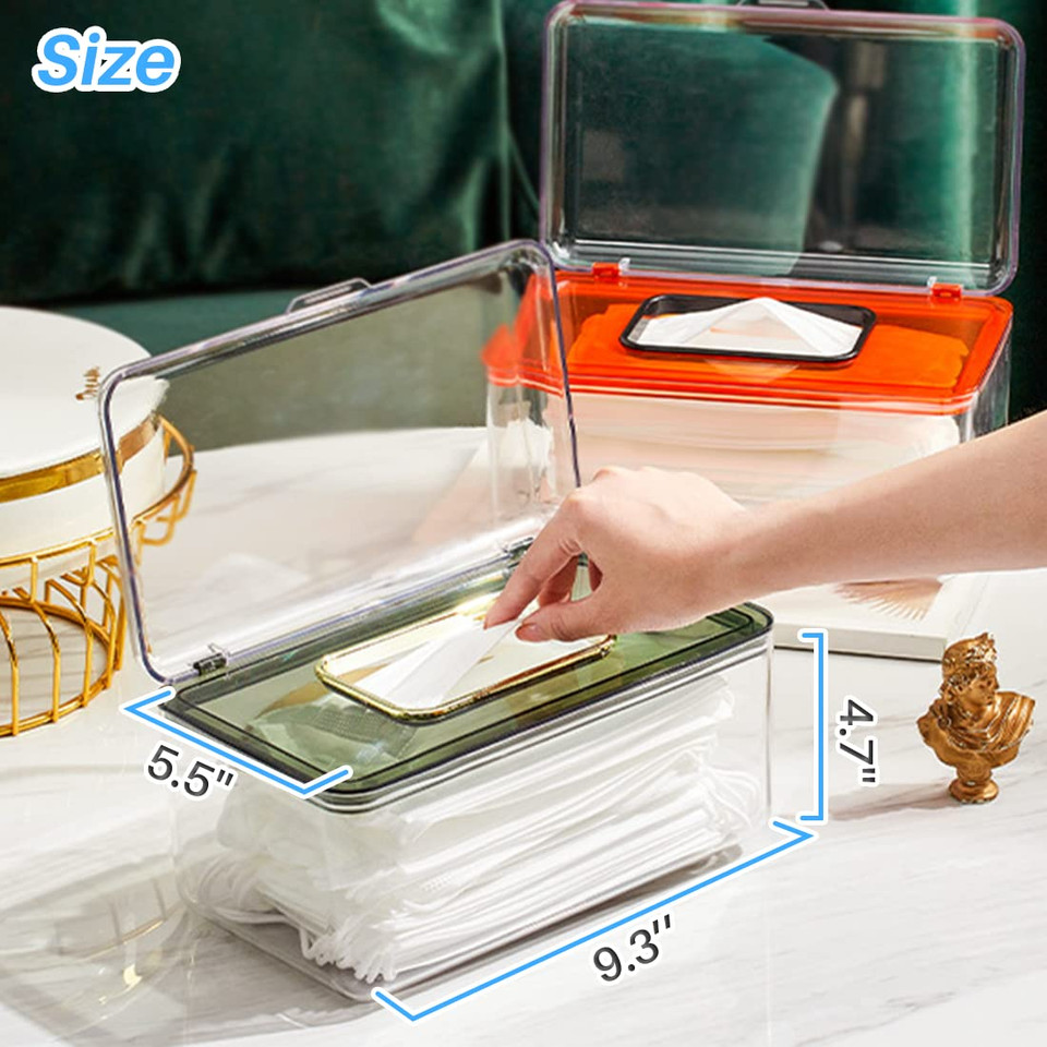 Kalevel Mask Dispenser Clear Baby Wipe Dispenser Large Capacity Wipes Dispenser Portable Tissue Case With Spring For Girls Boys Green