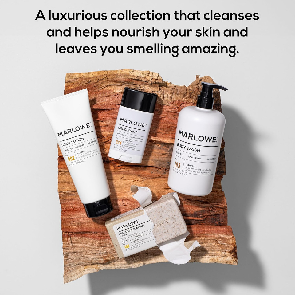 Marlowe. No. 103 Body Wash 15 Oz Pump, Cedarwood + Sea Salt, Energizing & Refreshing Shower Gel, Willow Bark & Green Tea Extracts, Cleanses, Moisturizes, Smooths & Nourishes, Fresh & Zesty Scent