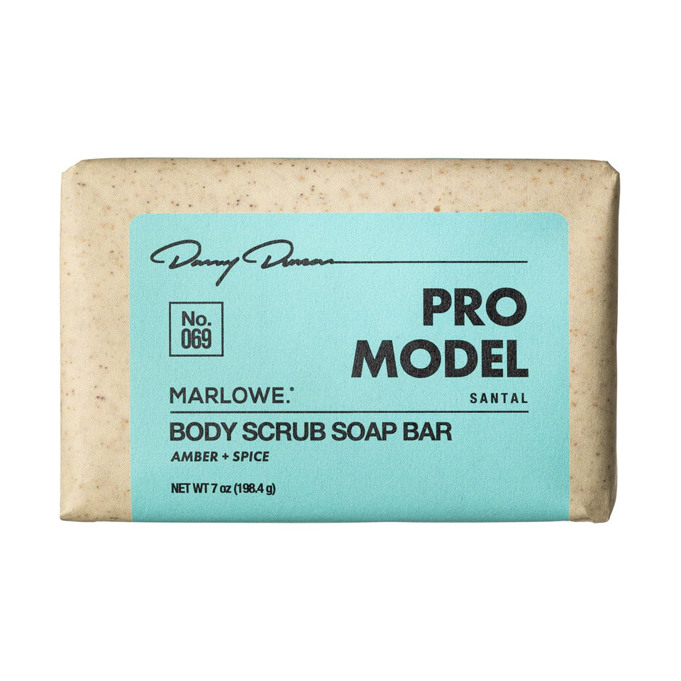 Marlowe. No. 069 Body Scrub Soap Bar 7 Oz (3 Bars), Pro Model Body Exfoliator Bar Soap With Pumice, Apricot Seed Powder, Shea Butter & Olive Oil, Amber + Spice Santal Scent