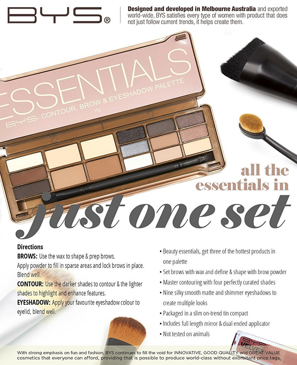 Bys Essentials - Contour, Brow And Eyeshadow Tin Palette - 3-In-1 Makeup Kit, Easy To Carry Travel-Ready Beauty Set