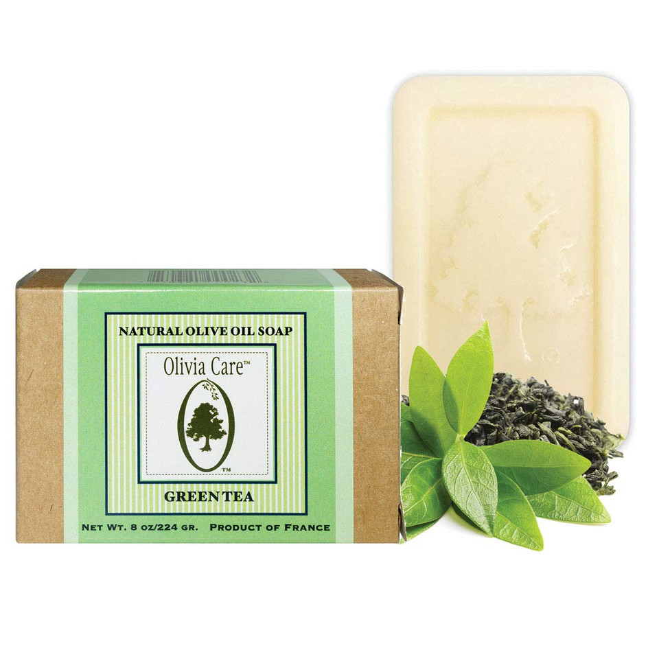 Olivia Care Green Tea Bar Soap - Organic, Vegan & Natural | Pure Olive Oil | Moisturizes & Deep Cleans | Good For Sensitive Dry Skin | Made In Usa
