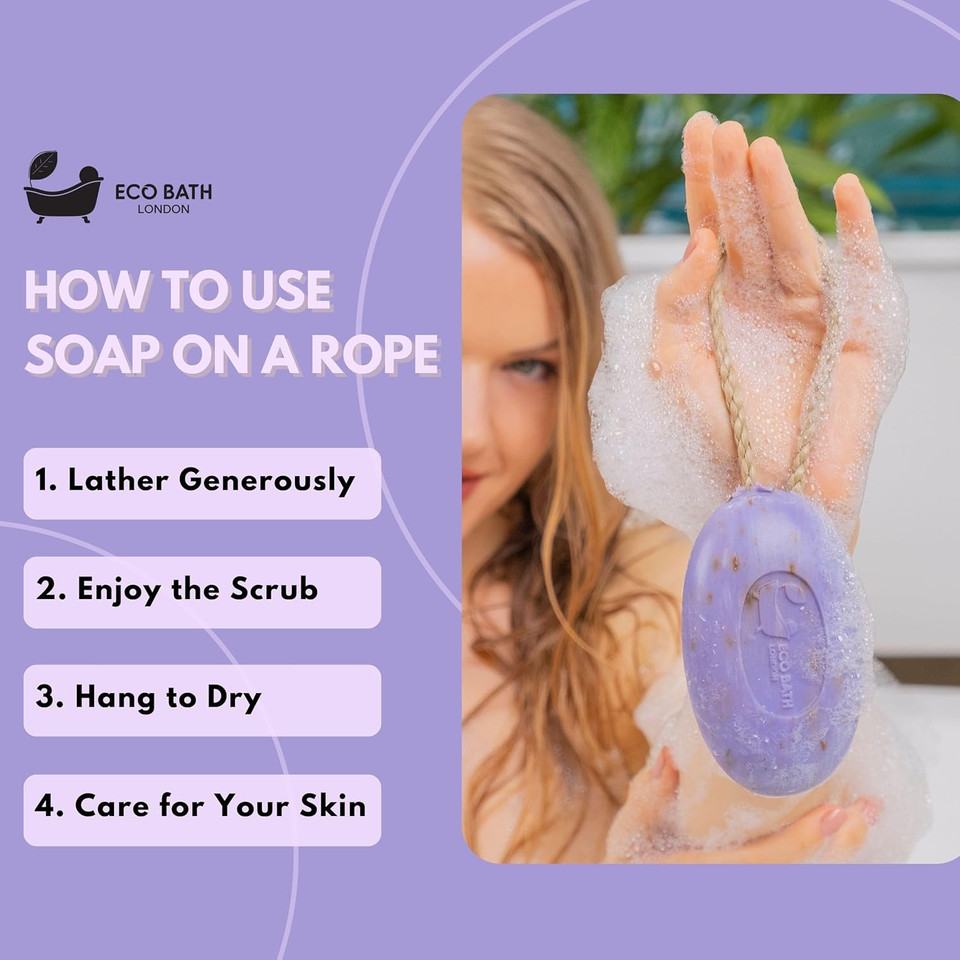 Lavender Soap On A Rope  Made In France  Traditionally Crafted Natural, Skin-Friendly, Long-Lasting & Moisturizing Soap 7.76 Oz (220 G) (Lavender)