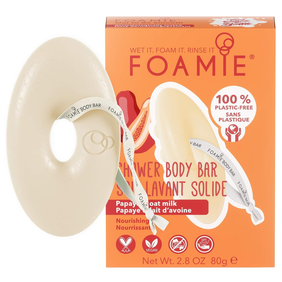 Foamie 2-In-1 Natural Body Bar Soap-Free, Body Wash Women & Men For Smooth Skin, Oatmeal Vegan Body Wash Refreshing, Body Wash For Dry Skin With Papaya & Oat Milk, Sulfate Free Body Wash