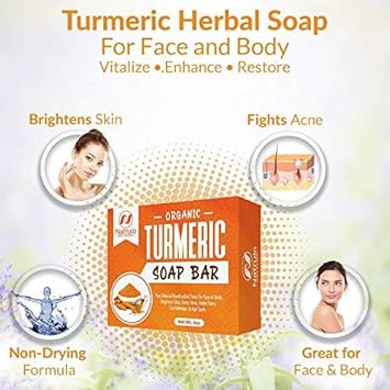 Organic Turmeric Soap Bar | Pure Natural Handcrafted Skincare, Made In Usa Face & Body Cleanser With Calendula, Aloe Vera, French Clay | Brightens Skin, Evens Tone, Fades Scars, Sun Damage, Age Spots