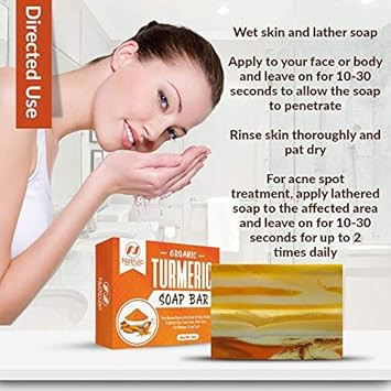 Organic Turmeric Soap Bar | Pure Natural Handcrafted Skincare, Made In Usa Face & Body Cleanser With Calendula, Aloe Vera, French Clay | Brightens Skin, Evens Tone, Fades Scars, Sun Damage, Age Spots