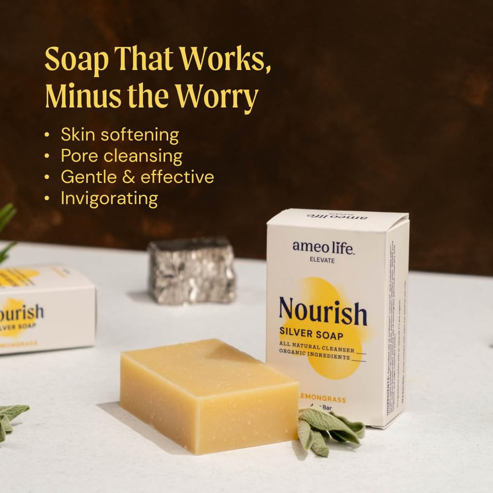 Lemongrass Silver Soap With 30 Ppm Silver - Naturally Cleanses The Skin, 4 Oz Colloidal Soap Bar For Women And Men