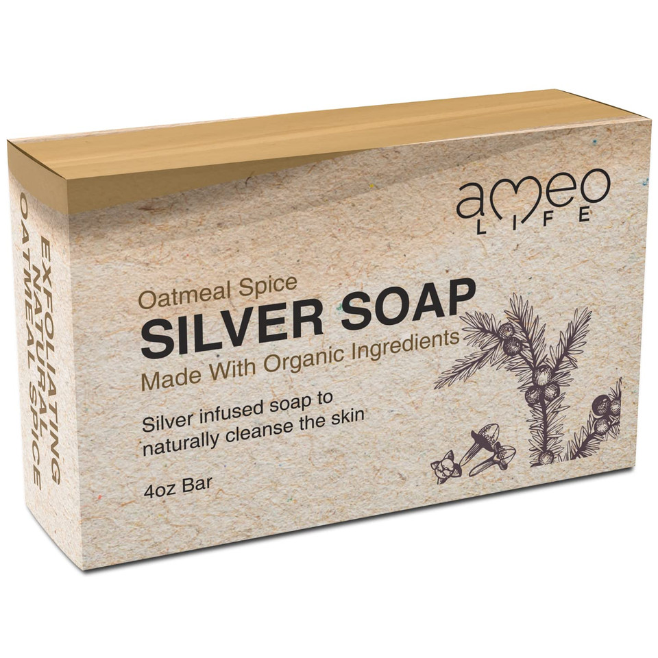 Oatmeal Spice Silver Soap With 30Ppm Silver - Naturally Cleanses The Skin, 4 Oz Colloidal Silver Soap Bar For Women And Men