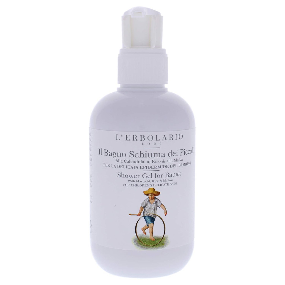 L'Erbolario Shower Gel For Babies - Extremely Delicate Cleansing Base - Ideal For ChildrenS Sensitive Skin - Enriched With Rice Proteins - Made With Protective And Softening Extracts - 6.7 Oz
