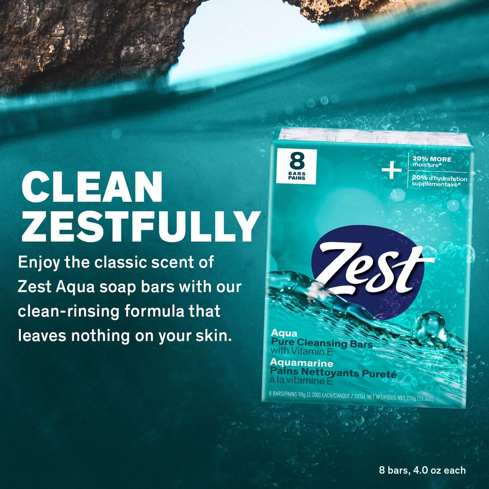 Zest Bar Soap - 8 Bars - Enriched With Cocoa Butter And Shea For Ultra Moisturizing Cleansing - Leaves Your Body Feeling Silky Smooth And Deeply Moisturized