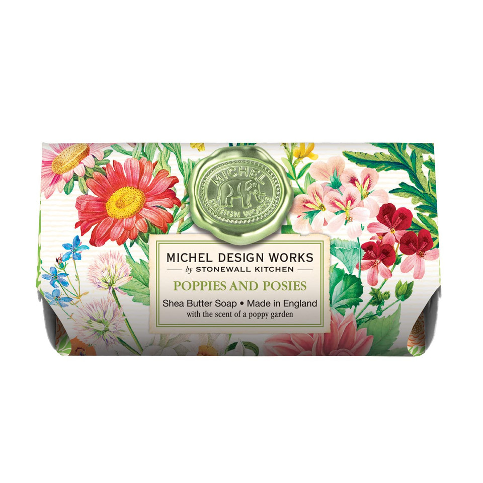 Michel Design Works Large Bath Soap Bar, Poppies And Posies
