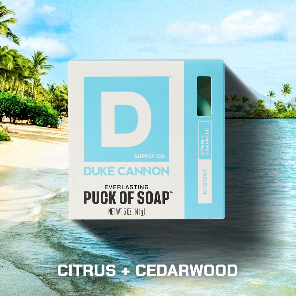 Duke Cannon Supply Co. Bar Soap Puck - Men'S Rounded Bar Soap With Masculine Scents - Hydrating & Deep Cleaning - Disc-Shaped Mens Soap - All Skin Types - Midway,5 Oz