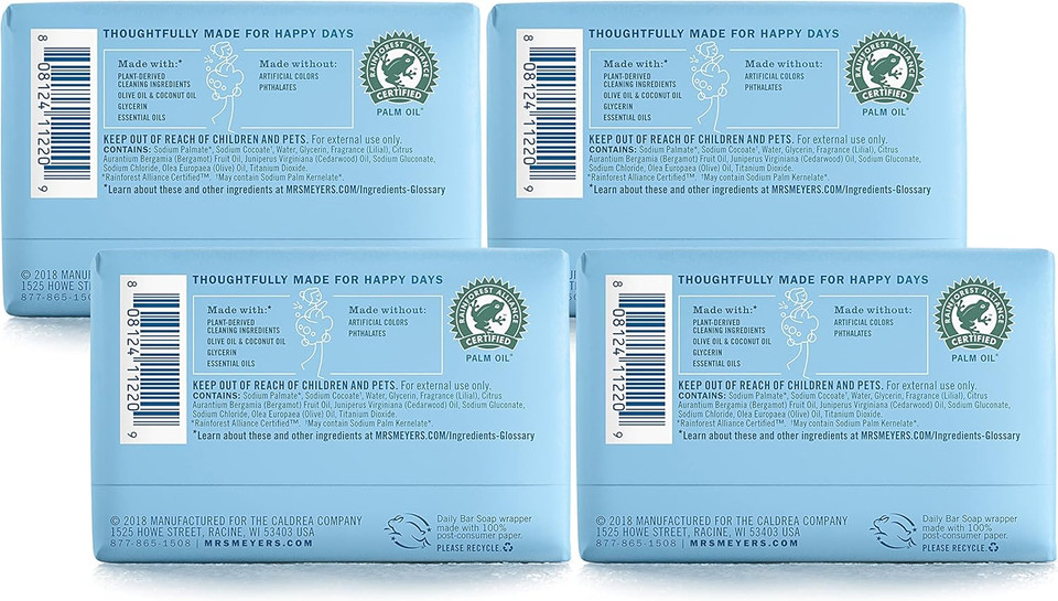 Mrs. Meyer'S Clean Day Bar Soap, Use As Body Wash Or Hand Soap, Made With Essential Oils, Lavender, 5.3 Oz, 1 Bar