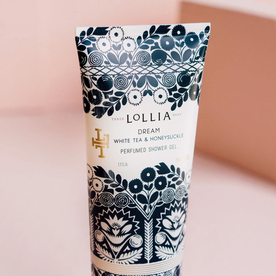 Lollia Dream Shower Gel, 8 Fl. Oz.  White Tea & Honeysuckle  Scented Shower Gel Body Wash, Shea Butter Body Wash, Bath Wash For Women, Beautiful Shower Gel, Moisturizing Body Wash