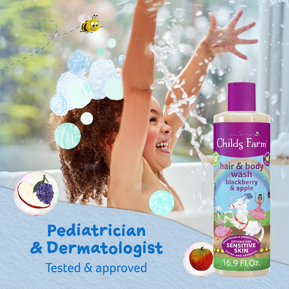Childs Farm, Kids Hair & Body Wash For Dry, Sensitive Skin, Watermelon & Organic Pineapple, Gently Cleanses, Vegan, Cruelty-Free, 16.9 Fl Oz