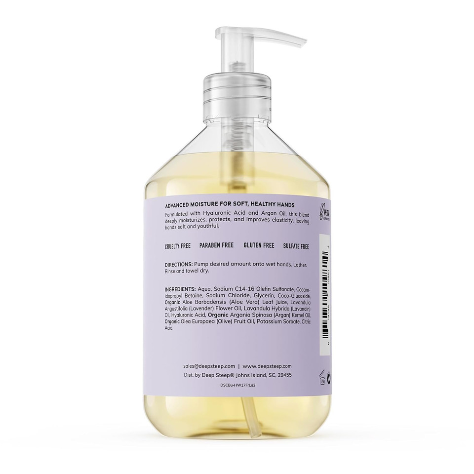 Deep Steep Liquid Hand Wash, Peppermint Vanilla, 17.6 Oz  Moisturizing Cleanser With Olive Oil, Aloe Vera, Glycerin & Hyaluronic Acid  Vegan, Clean Beauty, Soft & Nourished Hands