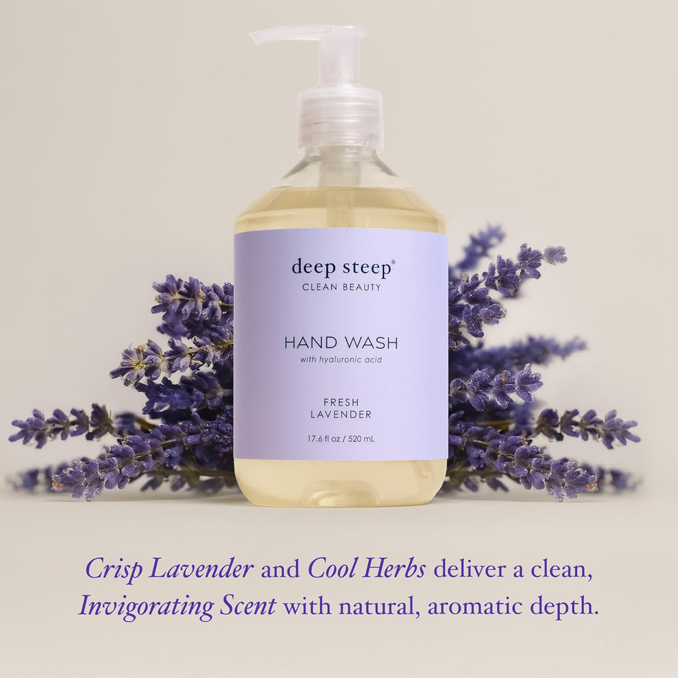 Deep Steep Liquid Hand Wash, Peppermint Vanilla, 17.6 Oz  Moisturizing Cleanser With Olive Oil, Aloe Vera, Glycerin & Hyaluronic Acid  Vegan, Clean Beauty, Soft & Nourished Hands