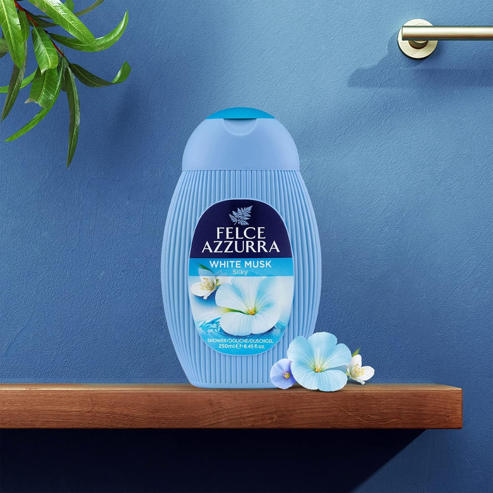 Felce Azzurra White Musk - Delicate Essence Shower Gel - Fresh And Clean Fragrance With Energetic And Citrus Fruits - Smoothness Of Rose Blends With Carnation To Get A Smooth Effect - 8.4 Oz Felce Azzurra White Musk - Delicate Essence Shower Gel - Fresh And Clean Fragrance With Energetic And Citrus Fruits - Smoothness Of Rose Blends With Carnation To Get A Smooth Effect - 8.4 Oz