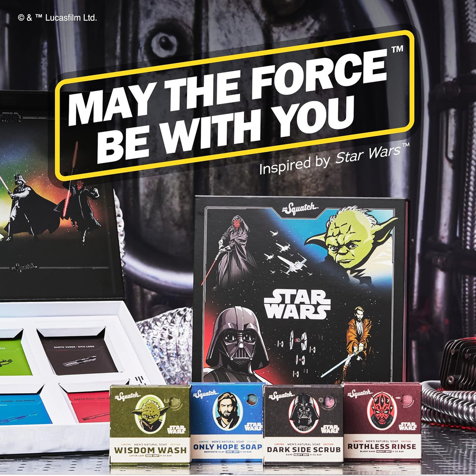 Dr. Squatch Soap Star Wars Soap Episode Ii - 4 Bar Bundle And CollectorS Box - Legendary Lather, Sinister Scrub, Suds Of Darkness, Resistance Rinse