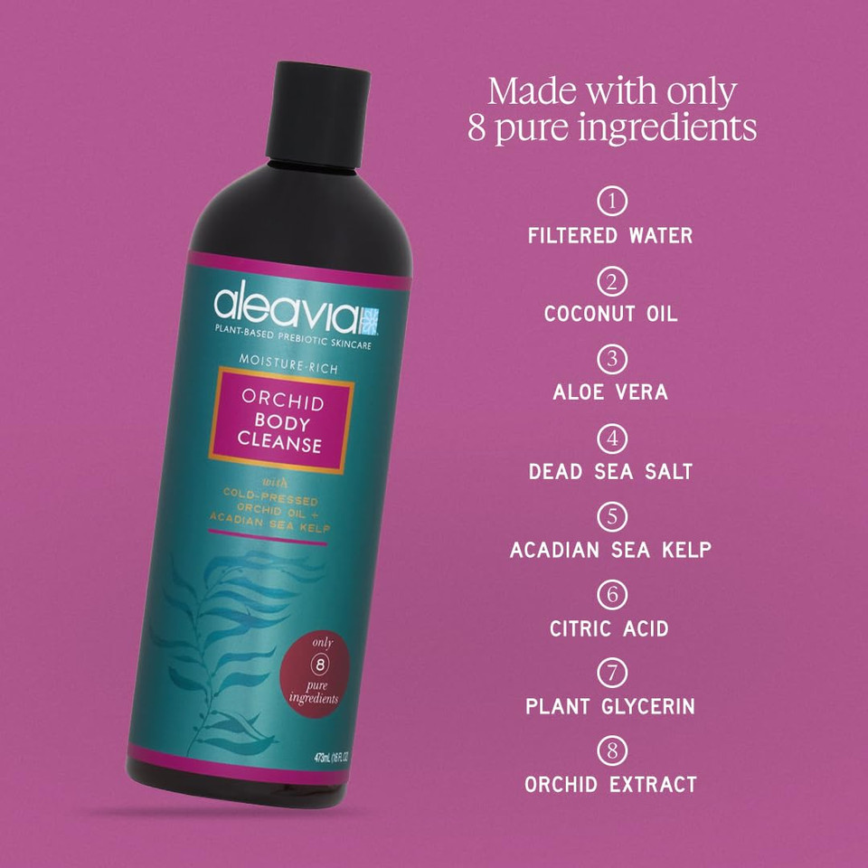 Aleavia Body Cleanse  Organic & All-Natural Prebiotic Body Wash With Pure Cold-Pressed Orchid Oil  Nourish Your Skin Microbiome  16 Oz