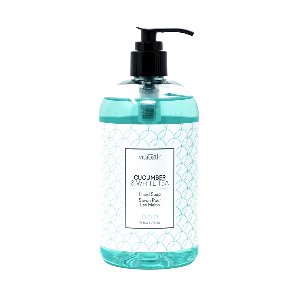 Vitabath Cucumber & White Tea Hand Soap Cleansing Moisturizing Wash For Hands With Nourishing Botanicals Aloe, Vitamins & Antioxidants - Cruelty-Free, Gluten-Free, Paraben-Free - 16 Oz