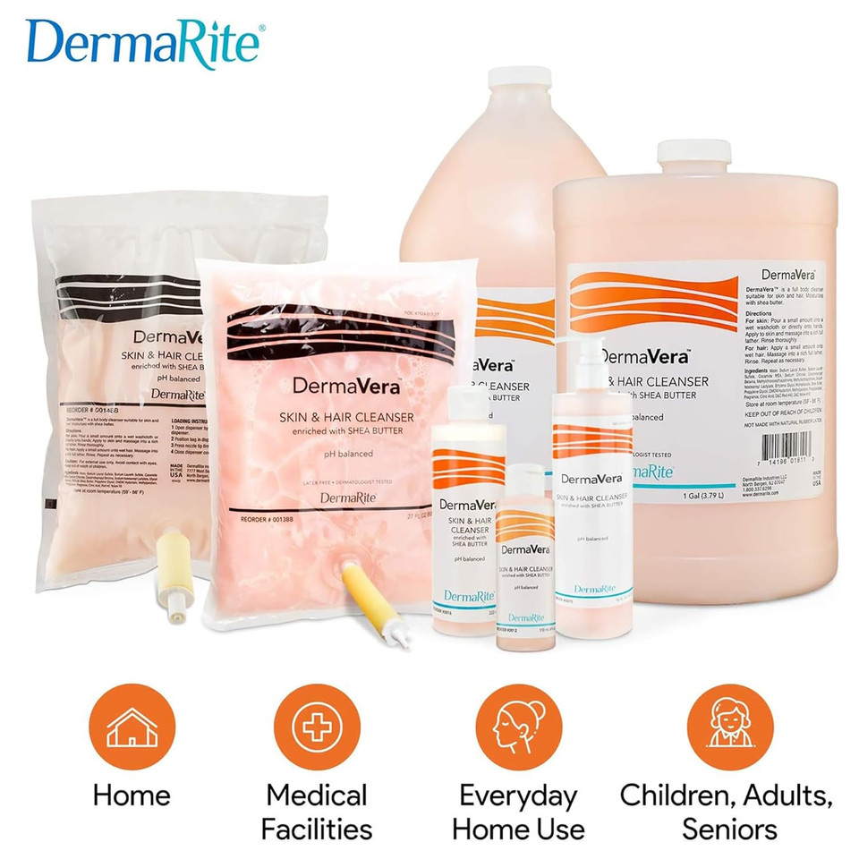 Dermarite'S Dermavera Skin & Hair Cleanser - Shampoo And Body Wash With Moisturizing Shea Butter, Ph Balanced - 7.5 Oz., 1 Count