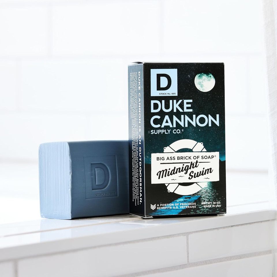 Duke Cannon Big Brick Of Soap Midnight Swim - Refreshing Aquatic Scent With Green Top Notes, 10 Oz. Men'S Soap Bar