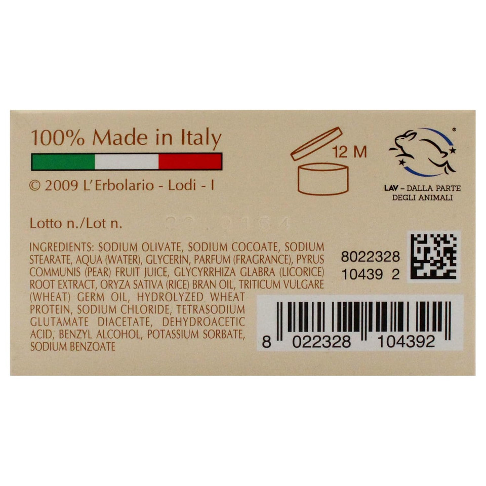 L'Erbolario Perfumed Bar Soap  Gently Scented Body And Hand Soap Bar  Moisturizing And Nourishing With Natural Extracts  Legni Fruttati - 3.5 Oz