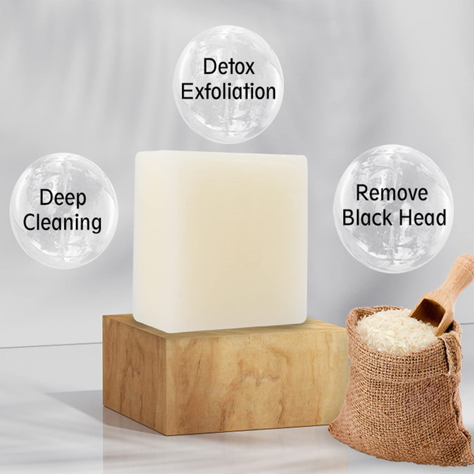 Aichun Beauty Essence Soap Natural Rice Extract Hydrate Deep Cleaning Detox Exfoliation Remove Black Head Resist Acnes Reduce Acne Scars Repair Damage 100G/3.38Fl.Oz