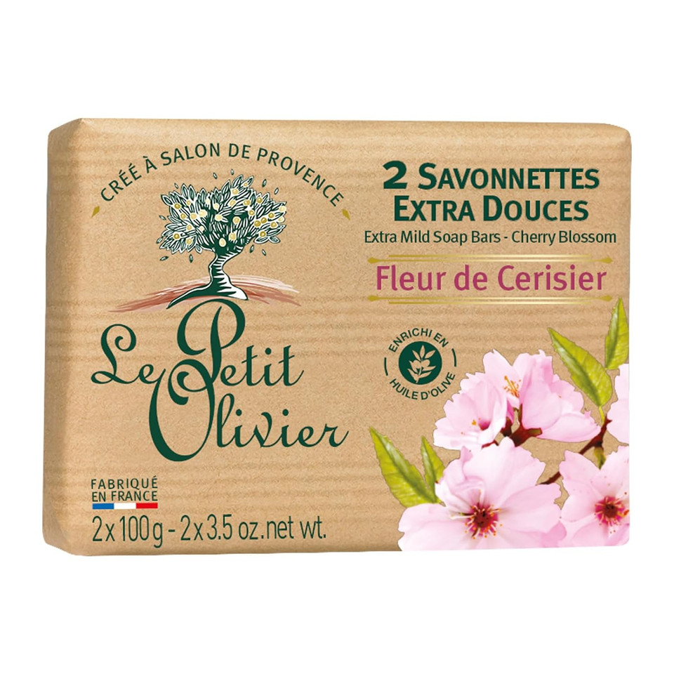 Extra Mild Soap - Cherry Blossom - Gently Cleanses Skin - Delicately Perfumed - Vegetable Origin Based - 2 Pc