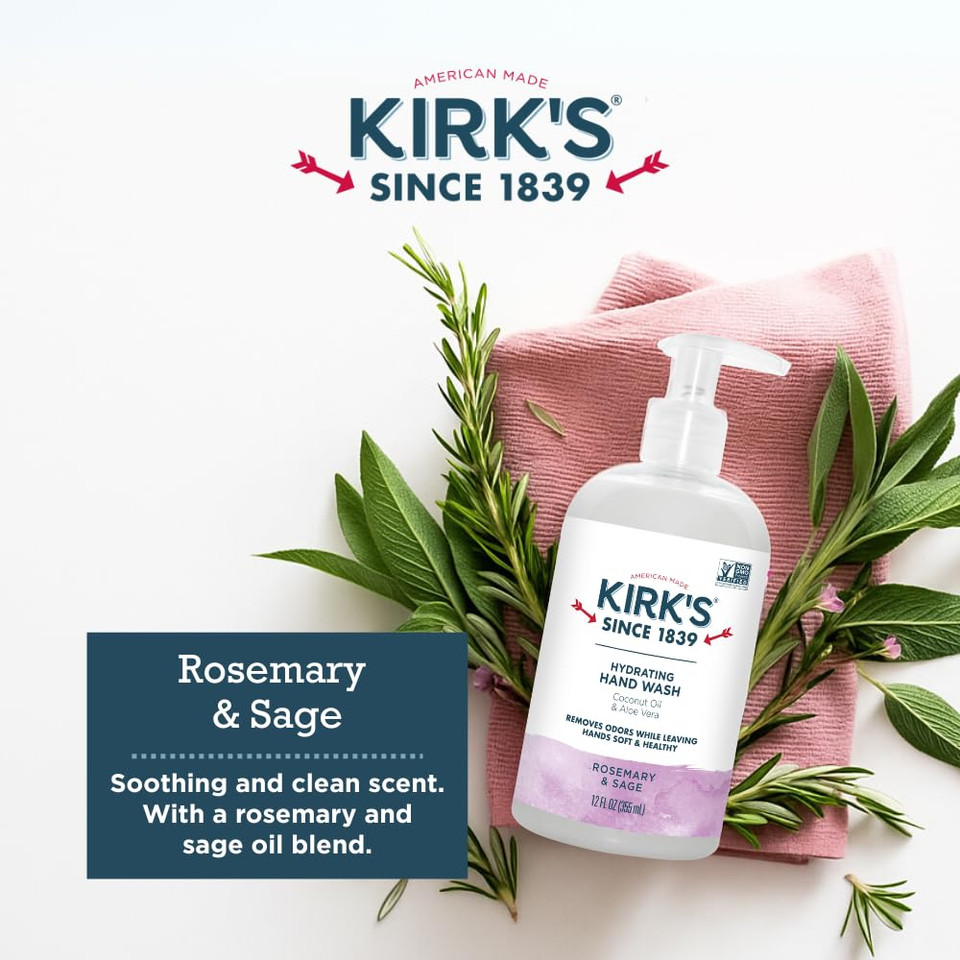 Kirk'S Odor Neutralizing Hydrating Hand Soap, Rosemary Sage 12 Ounce