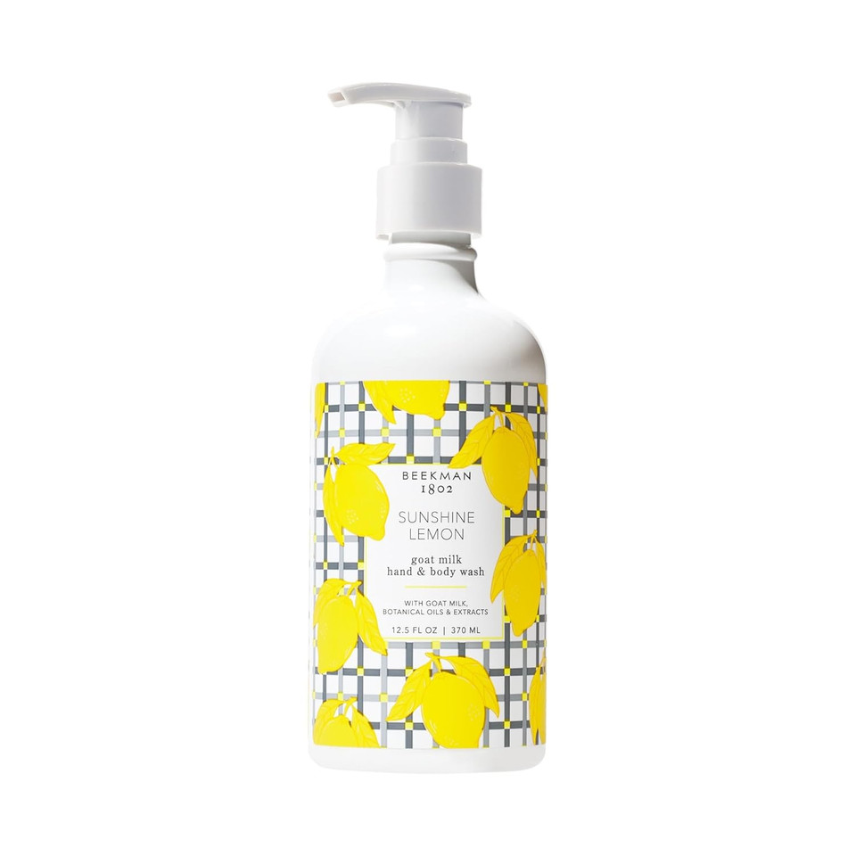 Beekman 1802 Goat Milk Hand Wash, Sunshine Lemon - Scented - 12.5 Oz - Cleanses, Softens & Nourishes Skin - Good For Sensitive Skin - Cruelty Free - Ready For Use, Pump Inserted