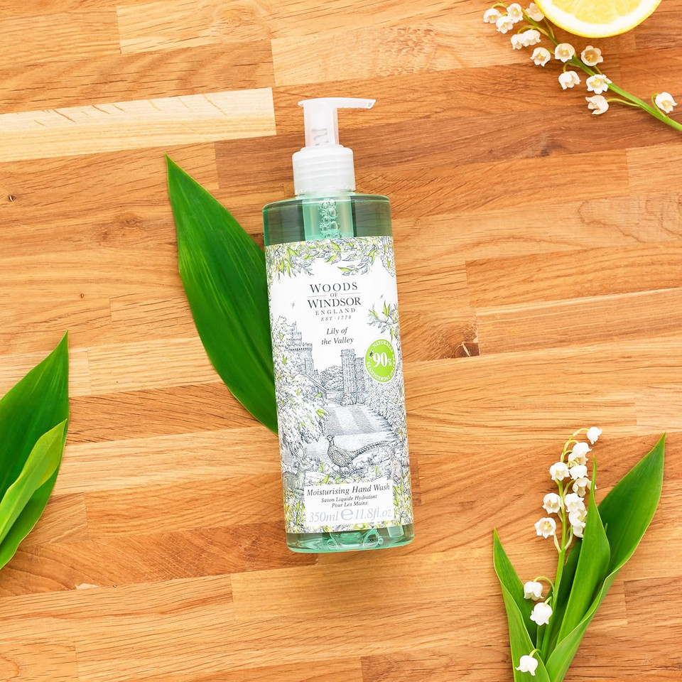 Woods Of Windsor Lily Of The Valley Hand Wash, Moisturizing Soap With Notes Of Geranium And Citrus, Liquid Hand Soap With Pump To Help Soften And Moisturize Skin, Lily Of The Valley Scent 350Ml