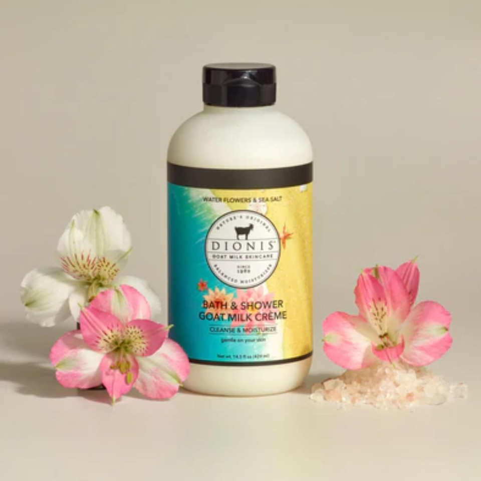 Dionis Goat Milk Skincare Lavender Blossom Bath Soap & Liquid Shower Crème, Skin Moisturizer & Hydrating Body Wash Made In The Usa, Cruelty Free Shower Gel For Sensitive Skin, 14.5 Oz Bottle