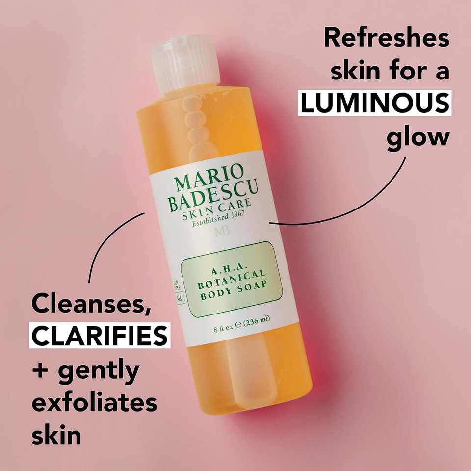 Mario Badescu Aha Botanical Body Wash Moisturizing, Clarifying And Gentle Exfoliating Wash For Brighter, Softer And Smoother Skin, Body Soap Infused With Glycolic Acid & Fruit Enzymes