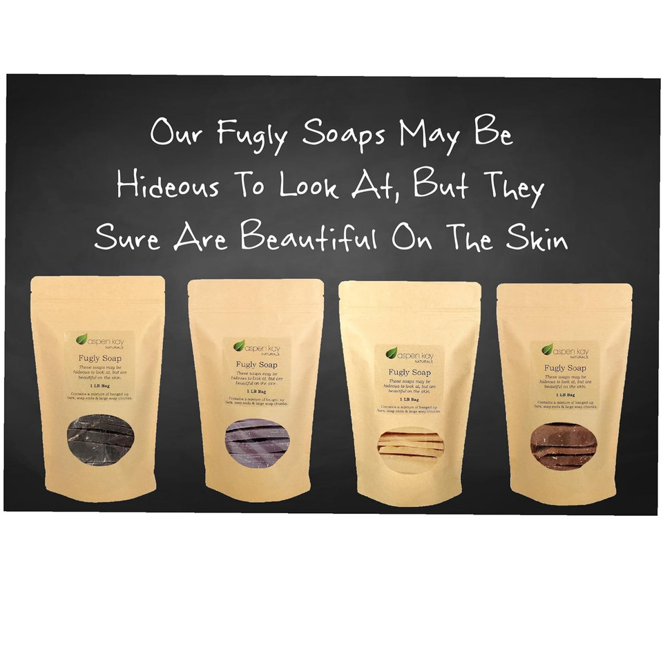 Aspen Kay Naturals - 1 Pound Bag Of Fugly Soap, A Mixture Of Banged Up Bars, Soap Ends & Chunks. Natural & Organic Ingredients. (Turmeric)