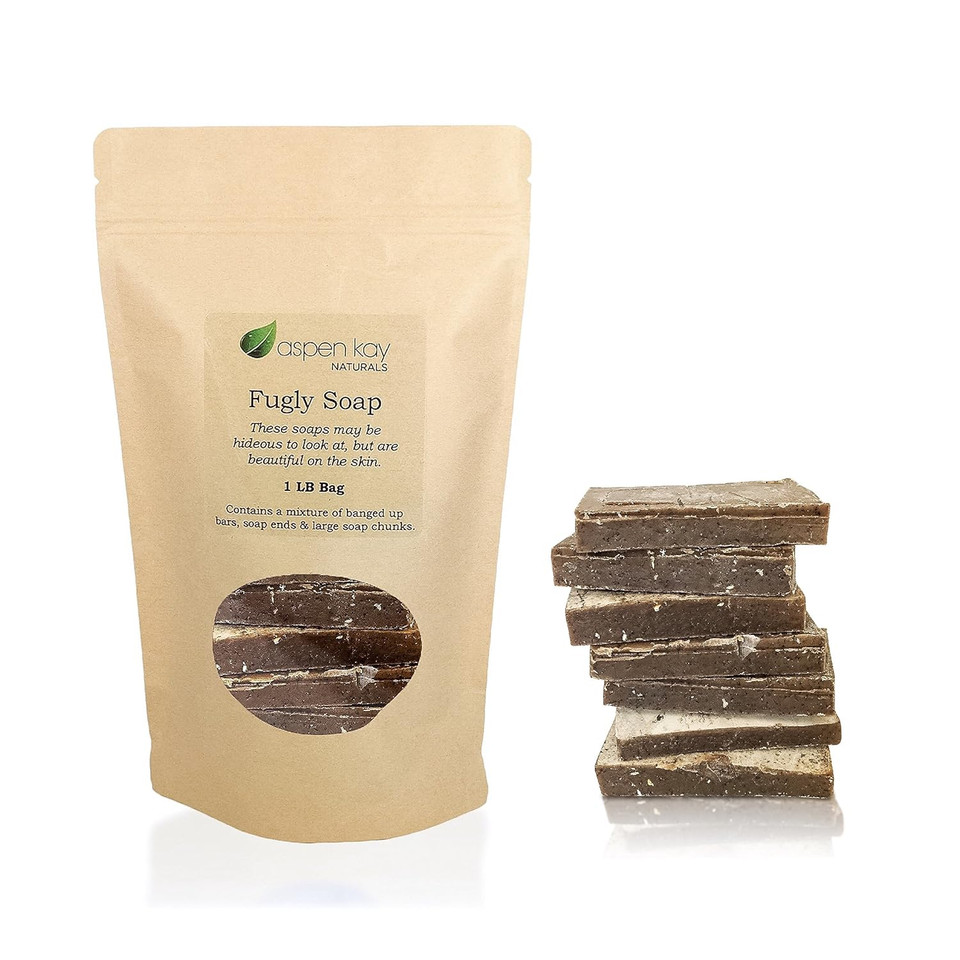 Aspen Kay Naturals - 1 Pound Bag Of Fugly Soap, A Mixture Of Banged Up Bars, Soap Ends & Soap Chunks. Natural & Organic Soap. (Aloe & Calendula)