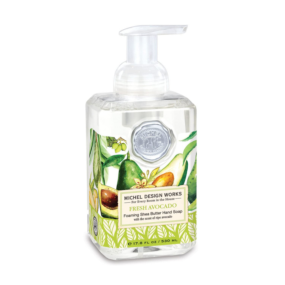 Michel Design Works Foaming Hand Soap 17.8Oz, Island Palm Scent And Design, Shea Butter And Aloe Vera Blend, Beautiful Square Container With Pump