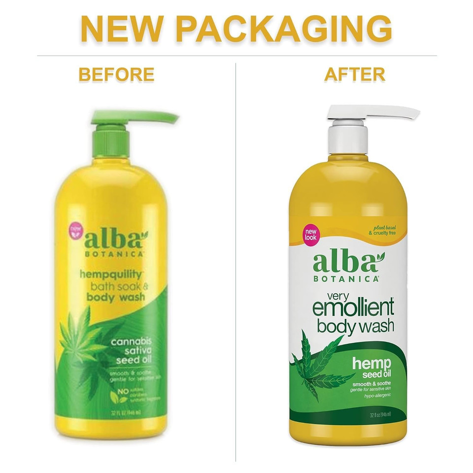 Alba Botanica Hempquility Bath Soak & Body Wash, Cannabis Sativa Seed Oil, 32 Oz
