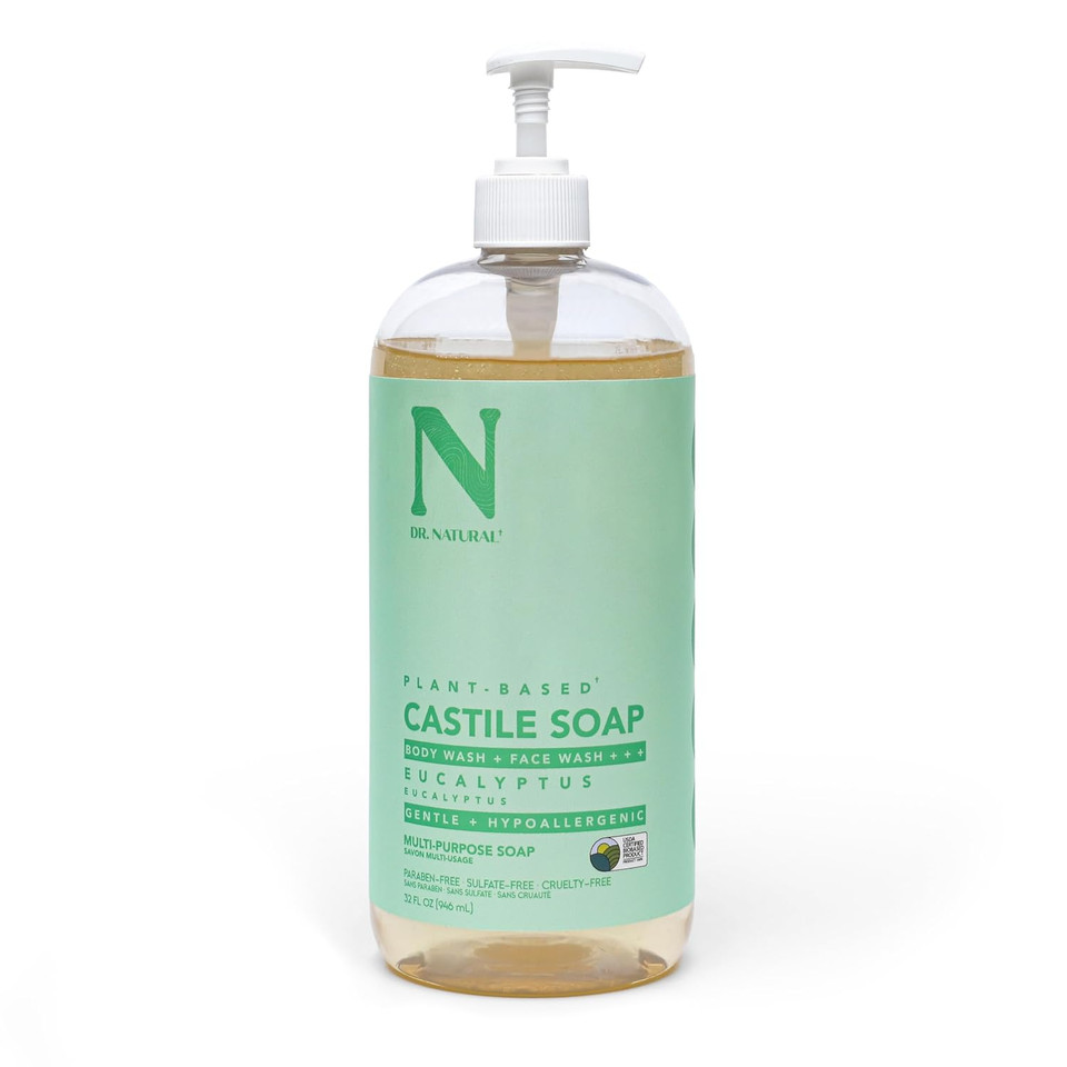 Dr. Natural Castile Liquid Soap, Lavender, 32 Oz - Plant-Based - Made With Organic Shea Butter - Rich In Coconut And Olive Oils - Sulfate And Paraben-Free, Cruelty-Free - Multi-Purpose Soap