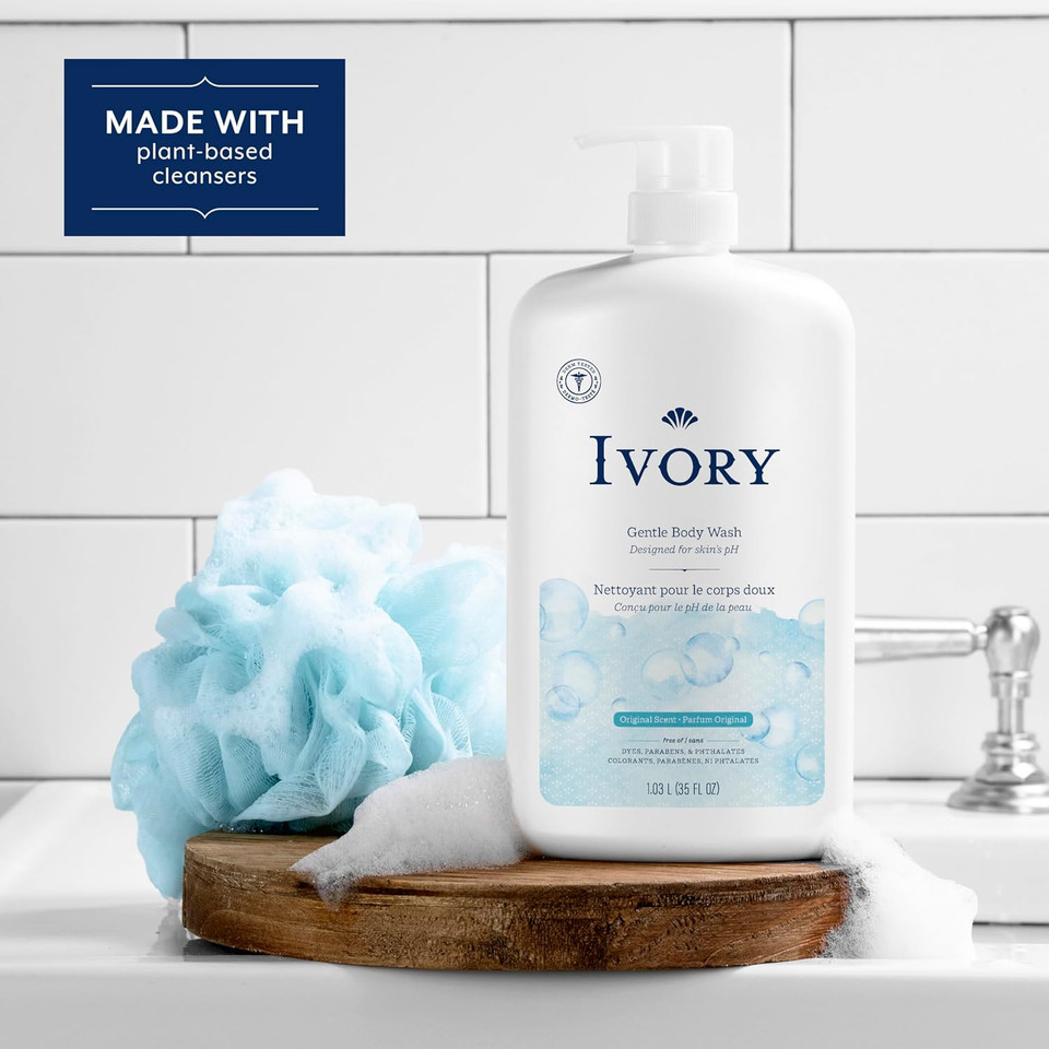 Ivory Body Wash, Designed For The Whole Family, Gentle Formula, Free Of Dyes Heavy Perfumes Parabens Phthalates & Silicones, Lavender Scent, 35 Oz