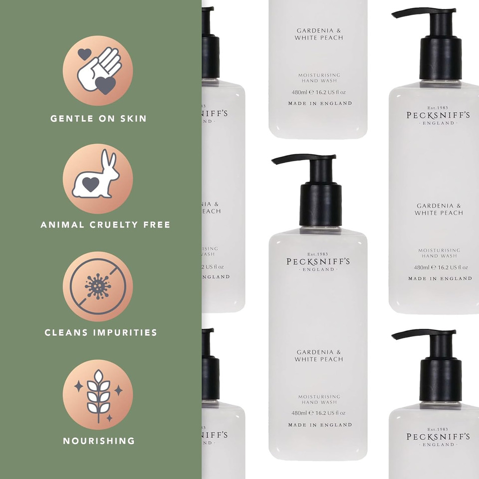 Pecksniff'S Moisturizing Hand Wash - Vitamin B Enriched, Natural & Gentle Cleanser, Luxurious Hand Wash 500Ml/16.9 Fl Oz (Glass, Fresh Linen & Daisy)