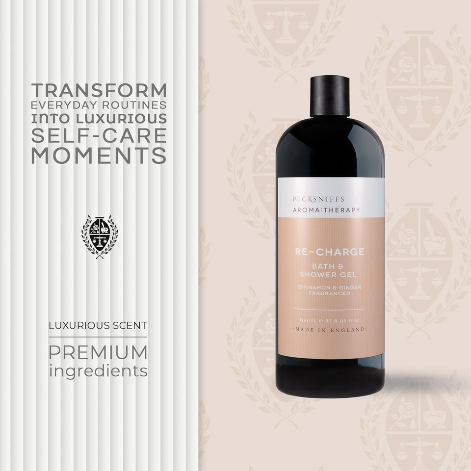 Pecksniff'S Aroma:Therapy Re-Charge Shower Gel  Luxurious Moisturizing Bath & Body Cleanser, 1000 Ml/33.8 Fl Oz Bottle