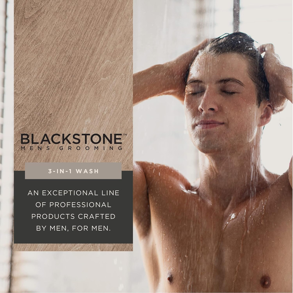 Blackstone Men'S Grooming 3-In-1 Wash For Men | Cleanses & Conditions Hair, Body, & Face | For All Skin & Hair Types | With Coconut Oil, Vitamin B5 And Caffeine - Sea & Surf (32 Fl Oz)