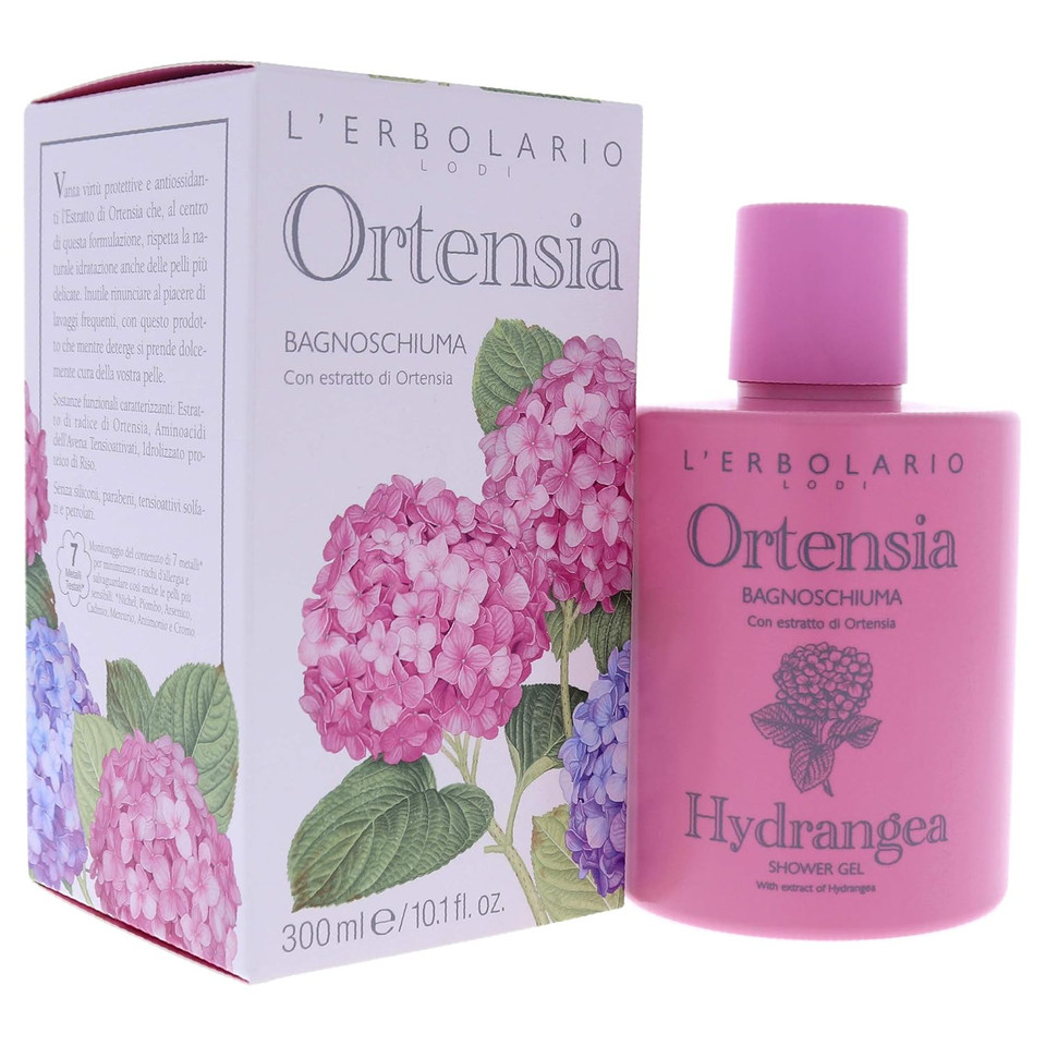 L'Erbolario Shower Gel  Moisturizing Body Wash For Daily Cleansing  Protective Body Soap With Sophisticated Perfume - Hydrangea - 10.1 Oz